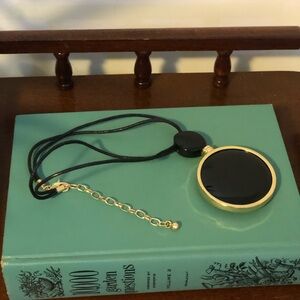 Black, Animal Print & Gold Swivel Pendant Necklace